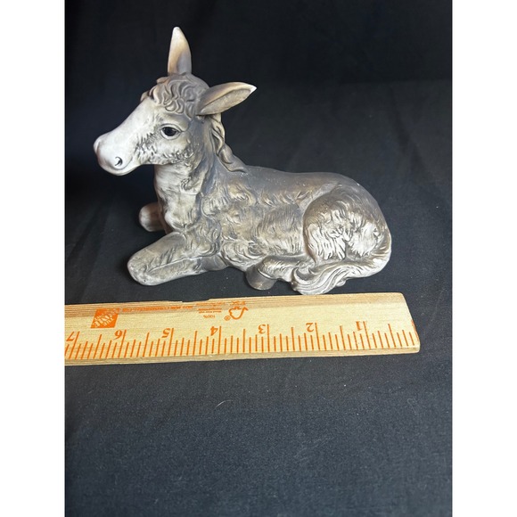 Nativity Donkey Figurine Ceramic Lying Down Rustic Christmas‎ Decor - Picture 7 of 8